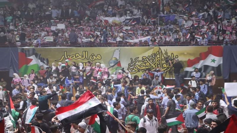 مهرجان تضامني ضخم في دمشق دعماً لفلسطين