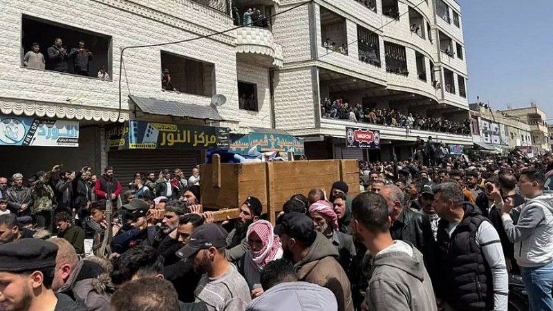 تشييع شهداء العدوان الصهيوني على مدينة نوى في ريف درعا